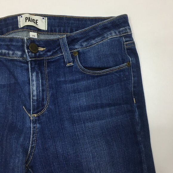 PAIGE Orson Wash Verdugo Ankle Raw Edge Hem 5 Pocket Logo Hardware Jeans - Picture 7 of 11